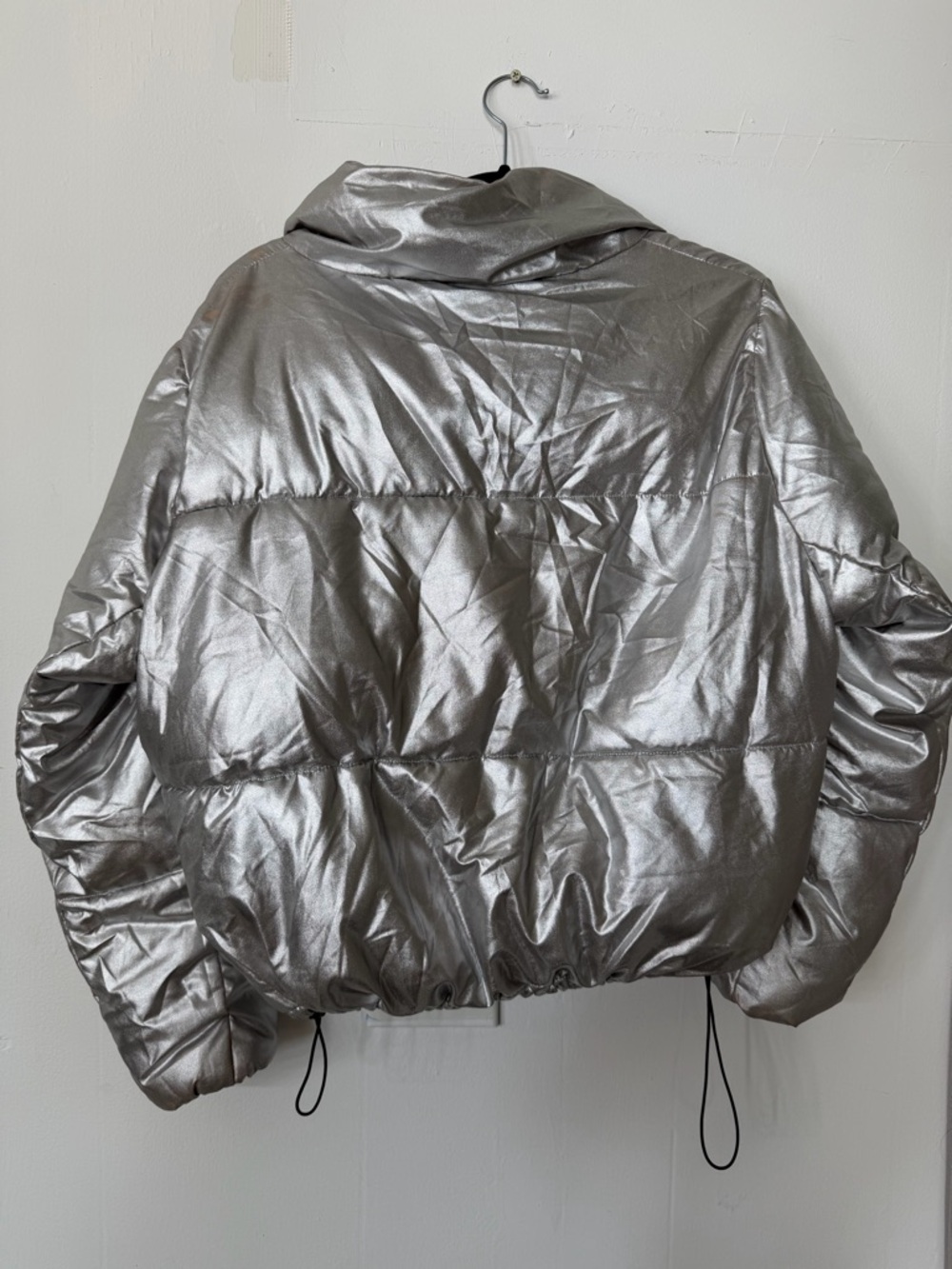 H&M Silver Metallic Quilted Puffer Jacket - Picture 4 of 4
